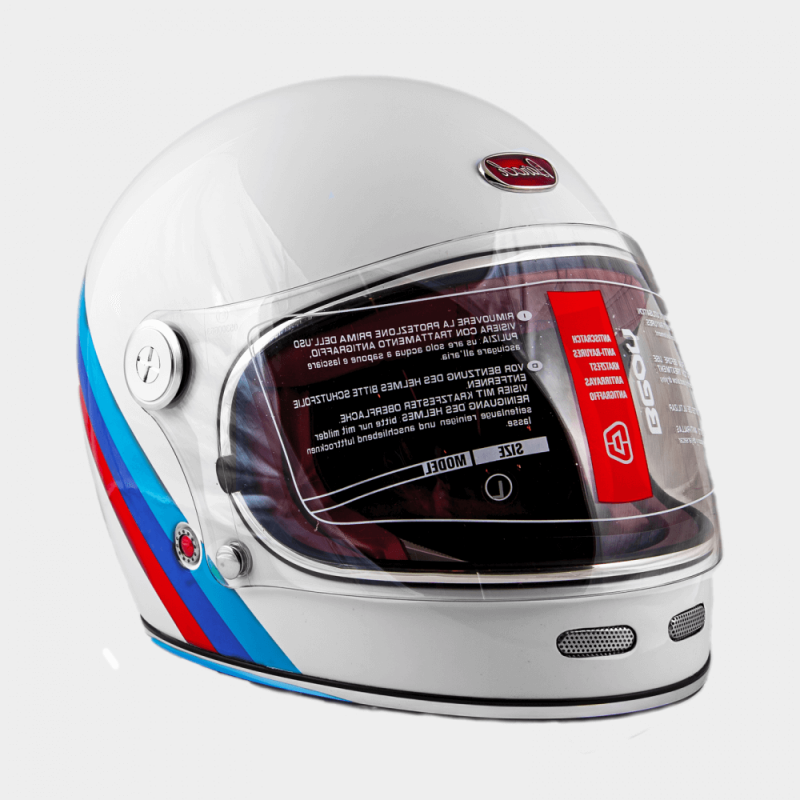 Шлем Beon Vintage F1 SHINY WHITE/RED BLUE