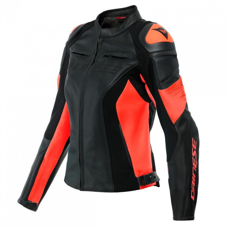 Куртка кожаная женская Dainese Racing 4 Black/fluo-red