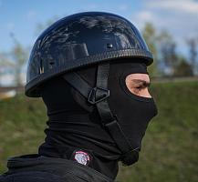 Мотоциклетный шлем Каска в ретро стиле, Черный Глянцевый