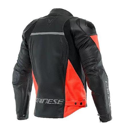 Куртка кожаная Dainese Racing 4 Black/Fluo-Red