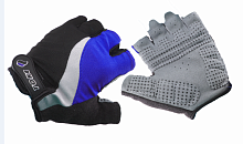 Короткие текстильные перчатки без пальцев Yoke S930, синие
