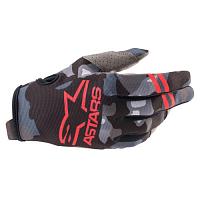 Мотоперчатки детские Alpinestars Youth Radar Gloves, серо-камуфляжный-красный