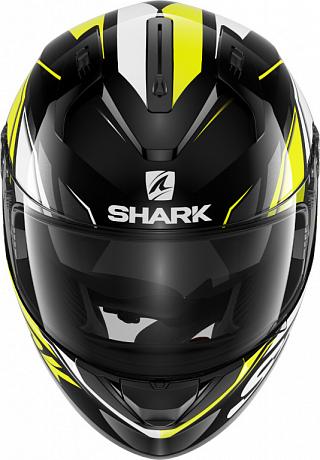 Шлем интеграл Shark Ridill 1.2 Phaz Черный/Белый/Желтый L (Без солнцезащитной шторки)